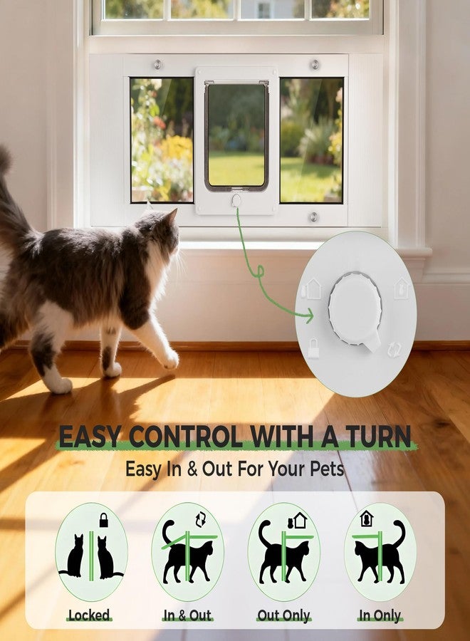 Slevoo Cat Door for Window, Adjustable Width of 32"-36", 4 Secure Lock Modes and Tool-Free Install, Aluminum Frame and High-Transparency Glass Window Pet Door, Suitable for Most Cats & Small Dogs - Image 5